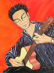 The Guitar Player - Acrylic Painting by Giselle - Canungra -Australia